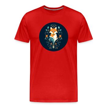 Fuchs mit Ornamenten - Männer Premium Bio T-Shirt - Rot - Vorne - Damien (186cm)