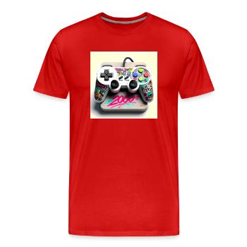Joystick 5 - Männer Premium Bio T-Shirt - Rot - Vorne - Damien (186cm)