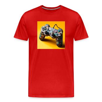 Joystick 4 - Männer Premium Bio T-Shirt - Rot - Vorne - Damien (186cm)