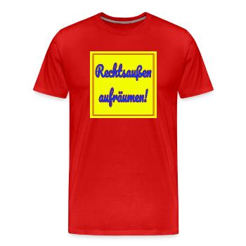 Rechtsaußen aufräumen! - Männer Premium Bio T-Shirt - Rot - Vorne - Damien (186cm)