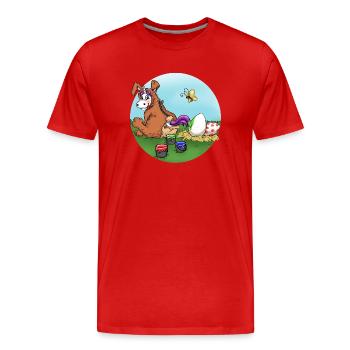 Osterhase - Männer Premium Bio T-Shirt - Rot - Vorne - Damien (186cm)