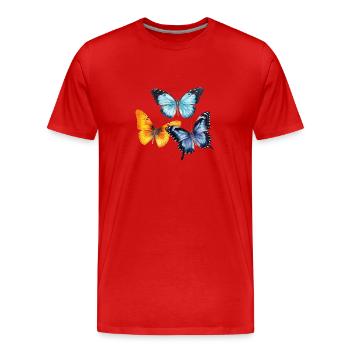 Fluttering Spring - Men's Premium Organic T-Shirt - red - Front - Damien (186cm)