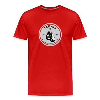 Boxe - Jamais Abandonner - T-shirt bio Premium Homme - rouge - Devant - Damien (186cm)