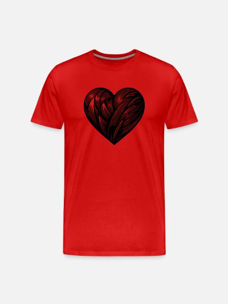 Elegantes Tattoo Herz - Männer Premium Bio T-Shirt - Rot