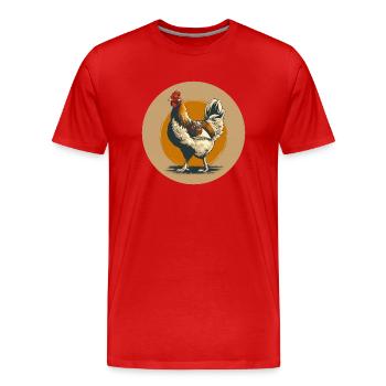 Hahn mit rotem Kamm - Männer Premium Bio T-Shirt - Rot - Vorne - Damien (186cm)