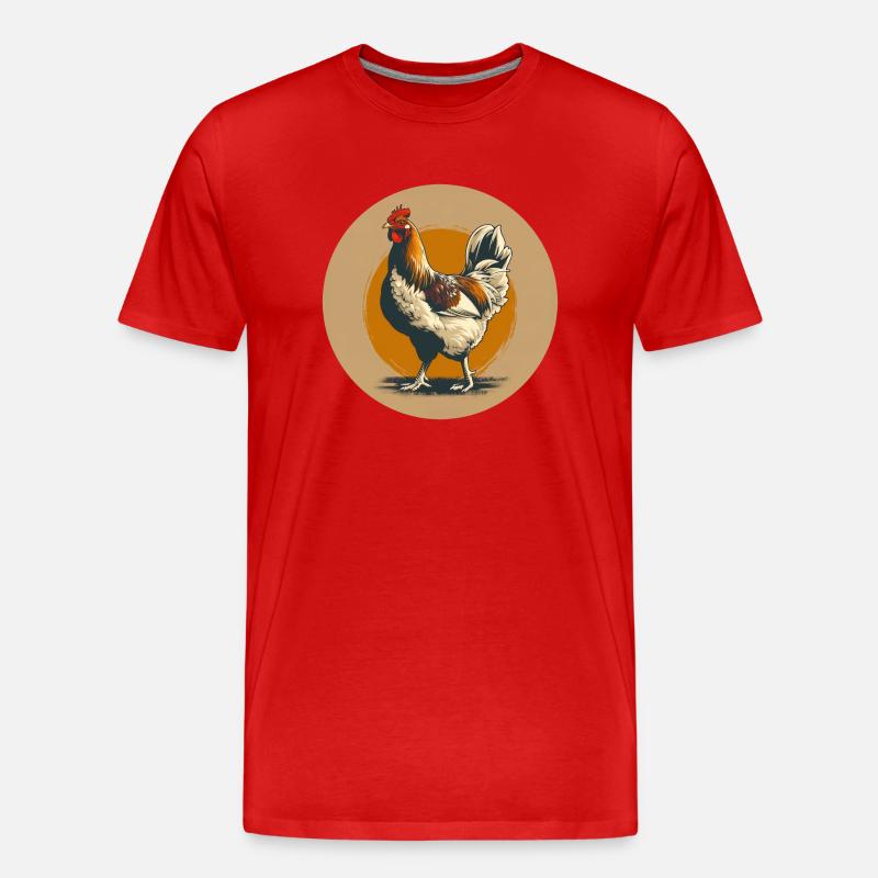 Hahn mit rotem Kamm - Männer Premium Bio T-Shirt - Rot