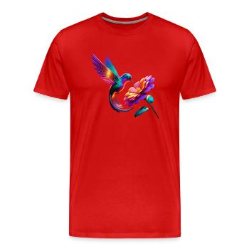 Lebendiger und bunter Kolibri - Männer Premium Bio T-Shirt - Rot - Vorne - Damien (186cm)