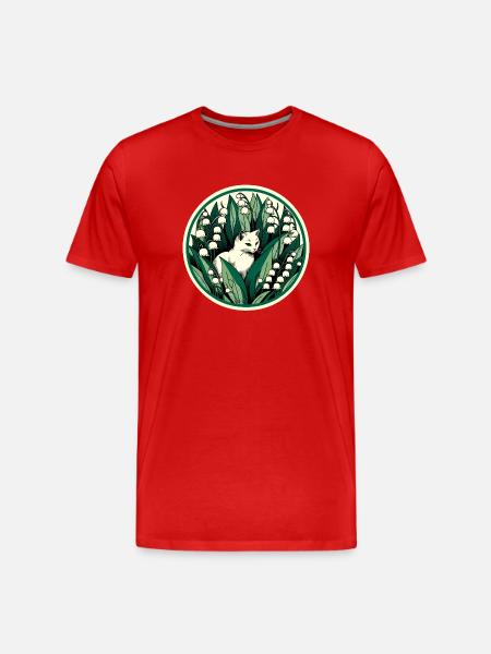 Chat chat blanc du muguet - T-shirt bio Premium Homme - rouge