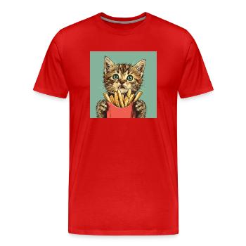 Chat - T-shirt bio Premium Homme - rouge - Devant - Damien (186cm)