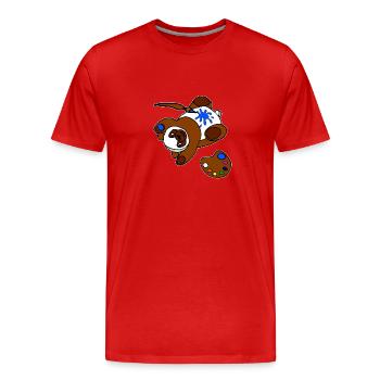 Bear Playing With Paint And Brush Artist Kid - Men's Premium Organic T-Shirt - red - Front - Damien (186cm)