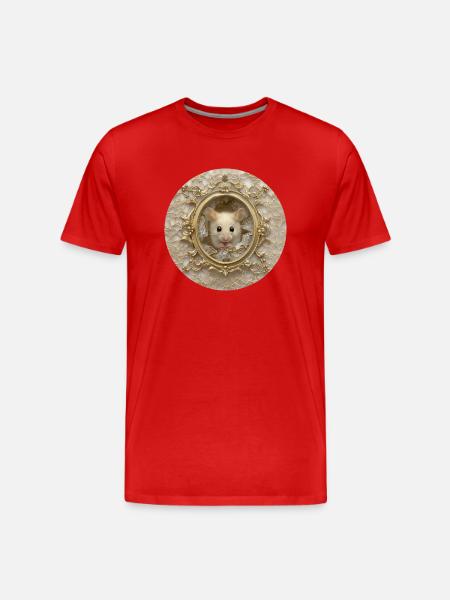 Maus im Goldrahmen - Männer Premium Bio T-Shirt - Rot