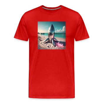 Summer To Mars - Männer Premium Bio T-Shirt - Rot - Vorne - Damien (186cm)