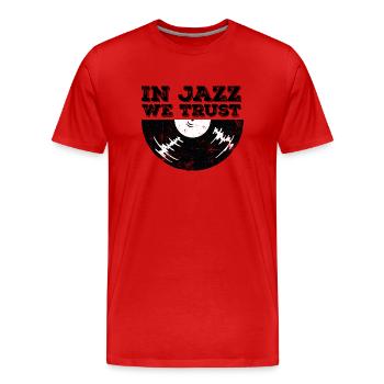 In Jazz we Trust - Männer Premium Bio T-Shirt - Rot - Vorne - Damien (186cm)