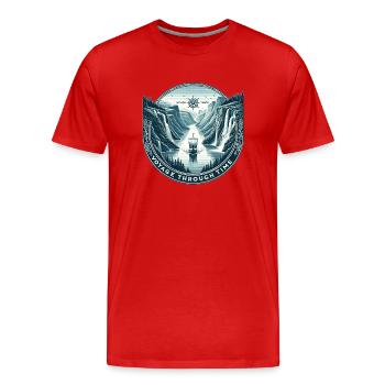 Epic Fjord Expedition - Men's Premium Organic T-Shirt - red - Front - Damien (186cm)