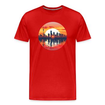 Worms Skyline - Men's Premium Organic T-Shirt - red - Front - Damien (186cm)