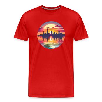 Bochum Skyline - Men's Premium Organic T-Shirt - red - Front - Damien (186cm)