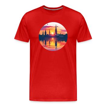Bielefeld Skyline - Men's Premium Organic T-Shirt - red - Front - Damien (186cm)