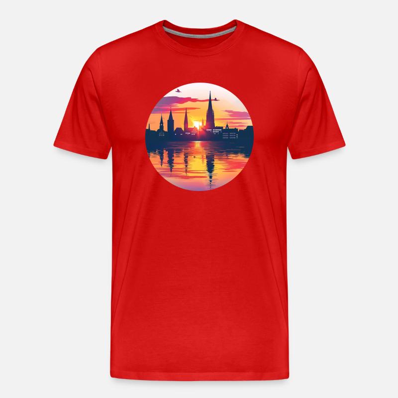 Bielefeld Skyline - Männer Premium Bio T-Shirt - Rot