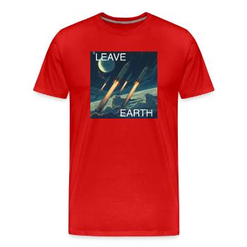 Retro Style Plakat Raumfahrt „Leave Earth“ - Männer Premium Bio T-Shirt - Rot - Vorne - Damien (186cm)