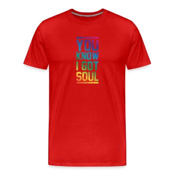 Tu sais que j’ai de l’âme - T-shirt bio Premium Homme - rouge - Devant - Damien (186cm)