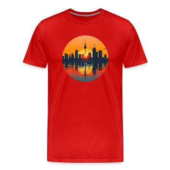 Ligne d’horizon de Darmstadt - T-shirt bio Premium Homme - rouge - Devant - Damien (186cm)