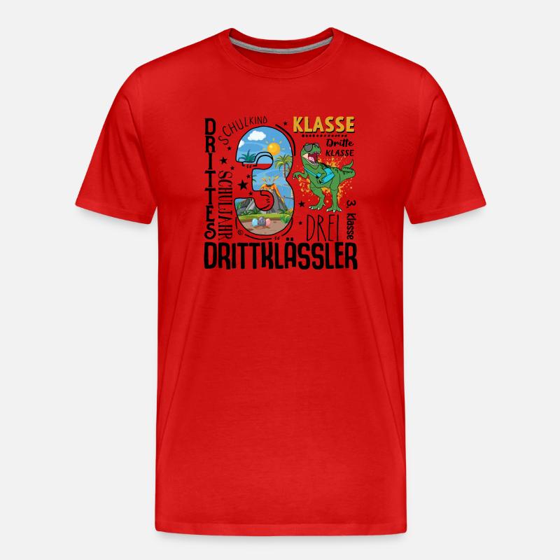 3. Klasse Dino T-Rex - Männer Premium Bio T-Shirt - Rot