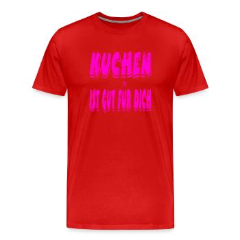 Kuchen - Männer Premium Bio T-Shirt - Rot - Vorne - Damien (186cm)