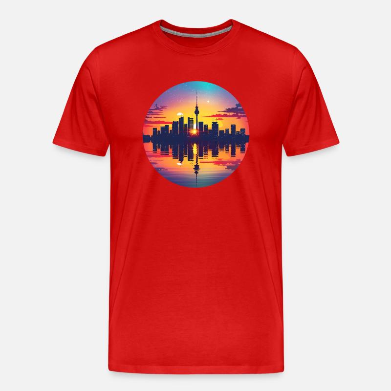 Essen Skyline - Männer Premium Bio T-Shirt - Rot