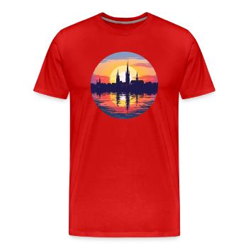 Erfurt Skyline - Männer Premium Bio T-Shirt - Rot - Vorne - Damien (186cm)