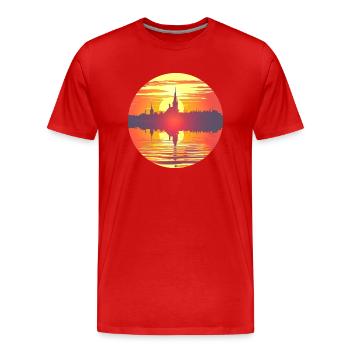 Flensburg Skyline - Männer Premium Bio T-Shirt - Rot - Vorne - Damien (186cm)