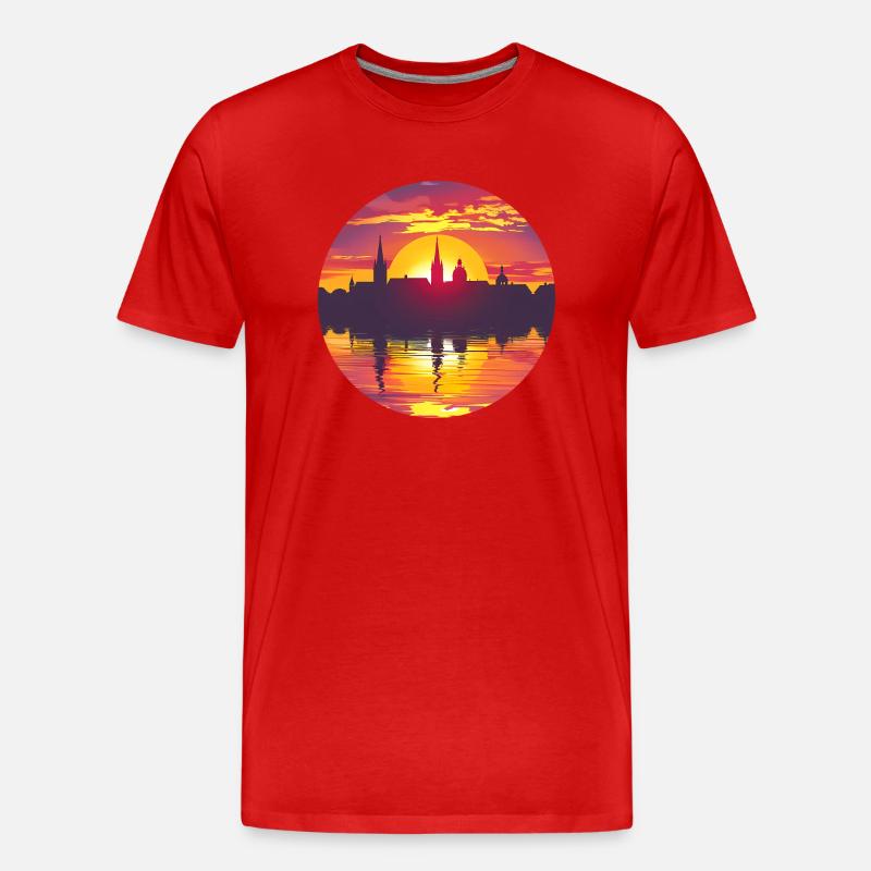 Furth Skyline - Männer Premium Bio T-Shirt - Rot