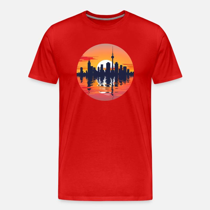 Gelsenkirche Skyline - Männer Premium Bio T-Shirt - Rot