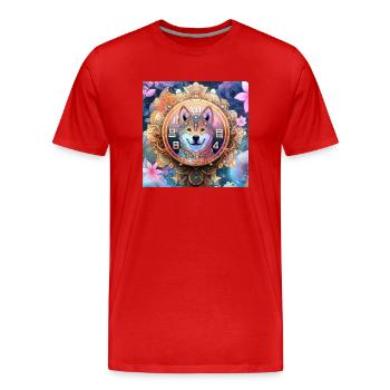 The Temporal Observer - Men's Premium Organic T-Shirt - red - Front - Damien (186cm)