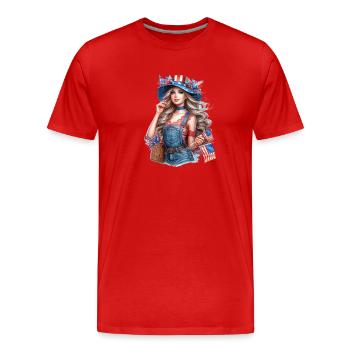 Femme patriote chaude - T-shirt bio Premium Homme - rouge - Devant - Damien (186cm)