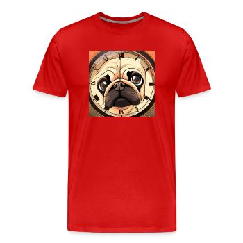 Le regard attendrissant - T-shirt bio Premium Homme - rouge - Devant - Damien (186cm)