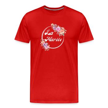 The Pink Floral Bride - Bride Gift Idea - Men's Premium Organic T-Shirt - red - Front - Damien (186cm)