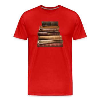 Les livres anciens, porte d’entrée de la connaissance - T-shirt bio Premium Homme - rouge - Devant - Damien (186cm)