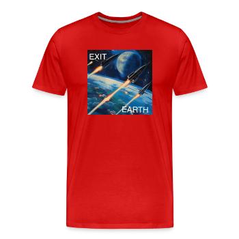 Exit Earth - Men's Premium Organic T-Shirt - red - Front - Damien (186cm)