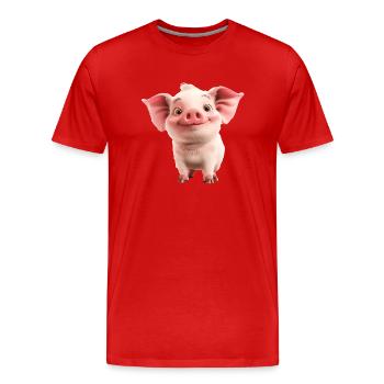 Petit porcelet mignon - T-shirt bio Premium Homme - rouge - Devant - Damien (186cm)
