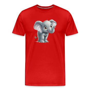 Petit éléphant drôle - T-shirt bio Premium Homme - rouge - Devant - Damien (186cm)