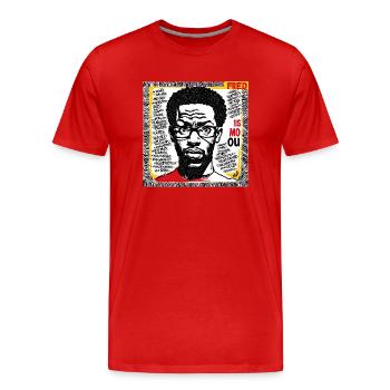 Fred - Pop Art - Männer Premium Bio T-Shirt - Rot - Vorne - Damien (186cm)