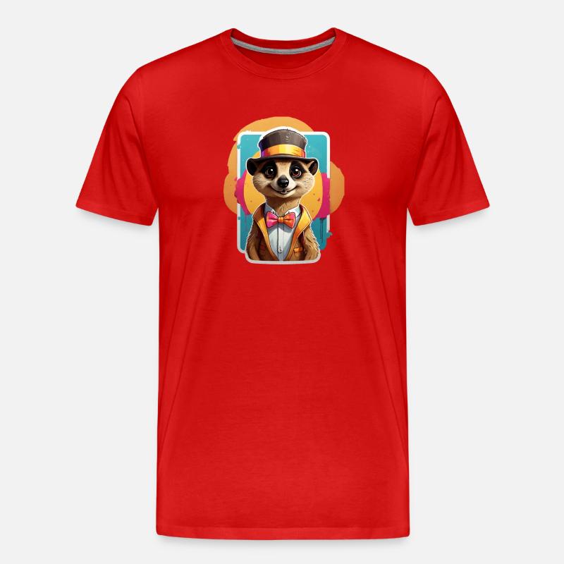 Lustiges Comic Erdmännchen - Männer Premium Bio T-Shirt - Rot