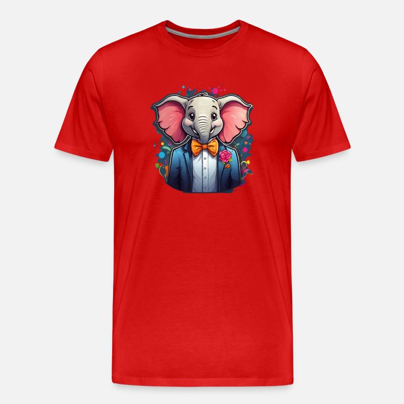 Lustiger Comic Elefant - Männer Premium Bio T-Shirt - Rot