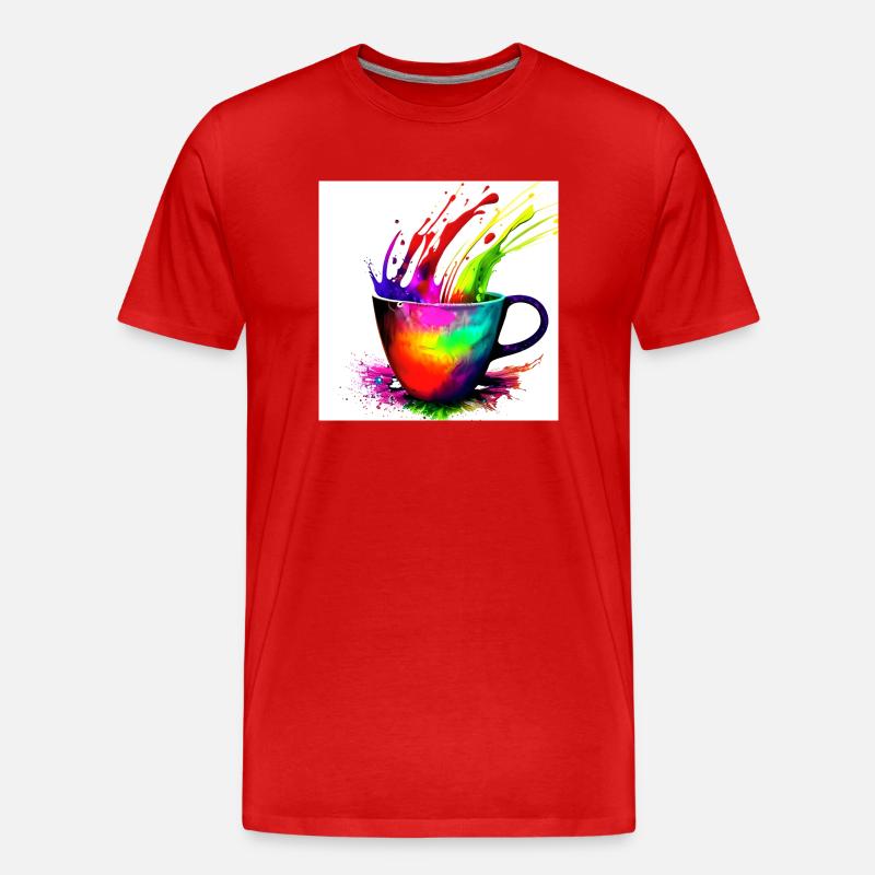 Kaffeetassen bunt 28 - Männer Premium Bio T-Shirt - Rot