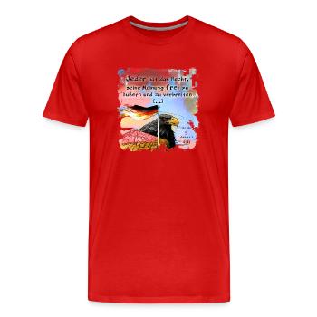 Meinungsfreiheit Deutschland - Männer Premium Bio T-Shirt - Rot - Vorne - Damien (186cm)