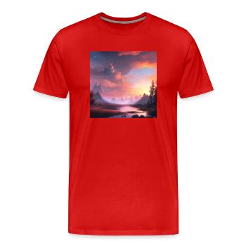 Sonnenaufgang - Männer Premium Bio T-Shirt - Rot - Vorne - Damien (186cm)
