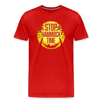 Lustige Stopp-Hängematten-Zeit Entspannen Schlafen Camping - Männer Premium Bio T-Shirt - Rot - Vorne - Damien (186cm)