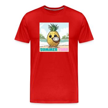 Summer Time Ananas Kokos Strandurlaub - Männer Premium Bio T-Shirt - Rot - Vorne - Damien (186cm)