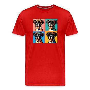 Pop Boxer Hund Porträt - Haustier Porträt - Männer Premium Bio T-Shirt - Rot - Vorne - Damien (186cm)