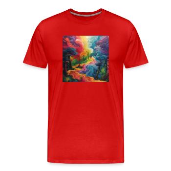 Abstrakter Weg - Männer Premium Bio T-Shirt - Rot - Vorne - Damien (186cm)